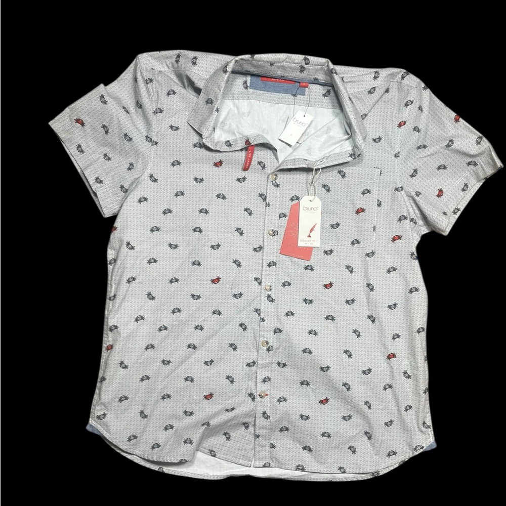 Bruno Brand Gray Button Down Shirt With Lobster pattern NWT